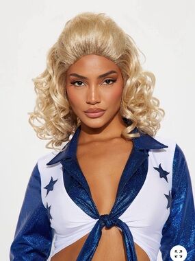 Fashion Nova Blonde Curly Mid-Length Costume Wig - Soft Golden Blonde New💛